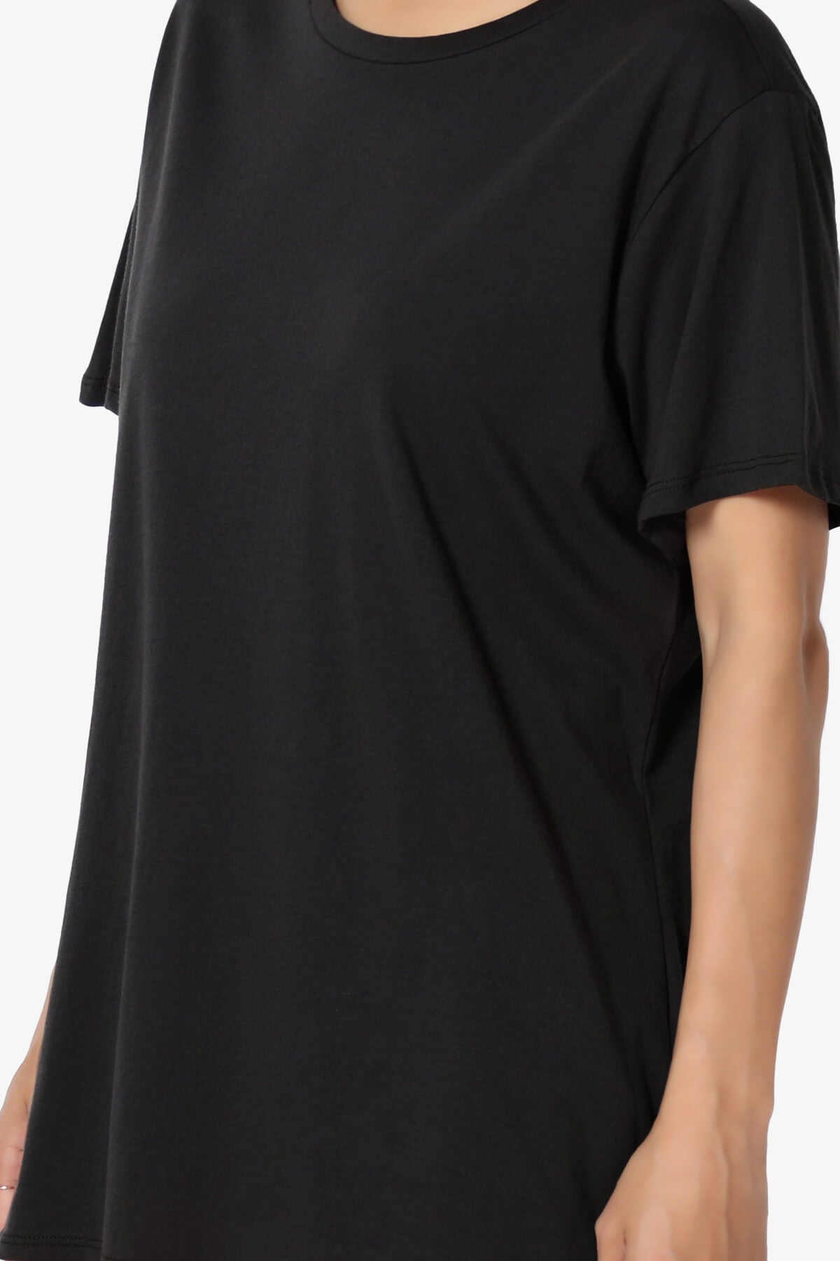 Load image into Gallery viewer, Mayra O Neck Cotton Boyfriend Tee BLACK_5
