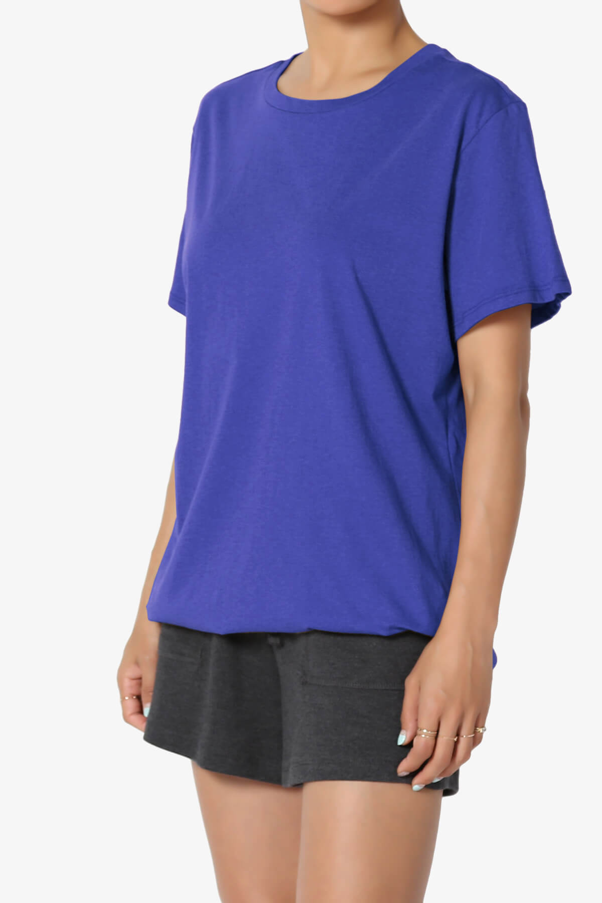 Load image into Gallery viewer, Mayra O Neck Cotton Boyfriend Tee BRIGHT BLUE_3
