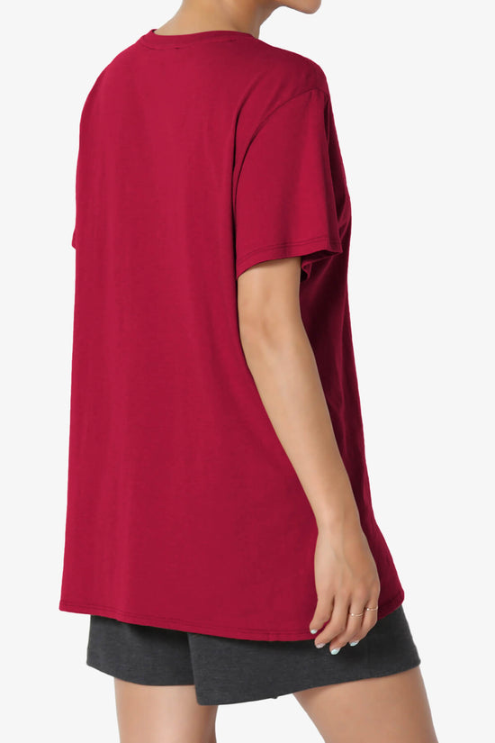 Mayra O Neck Cotton Boyfriend Tee BURGUNDY_4