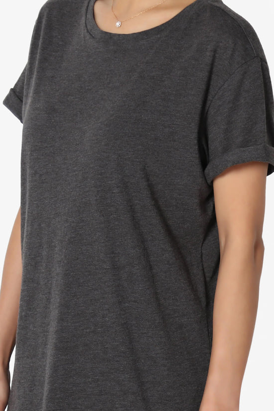 Load image into Gallery viewer, Mayra O Neck Cotton Boyfriend Tee CHARCOAL_5

