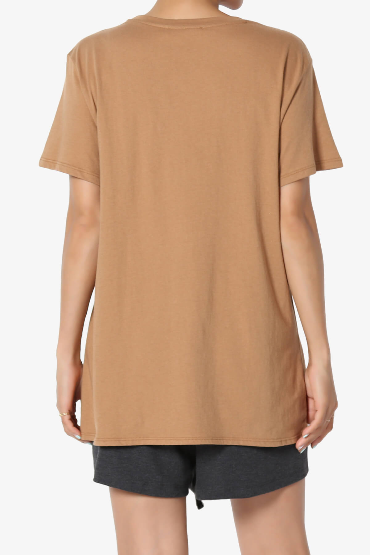 Mayra O Neck Cotton Boyfriend Tee DEEP CAMEL_2