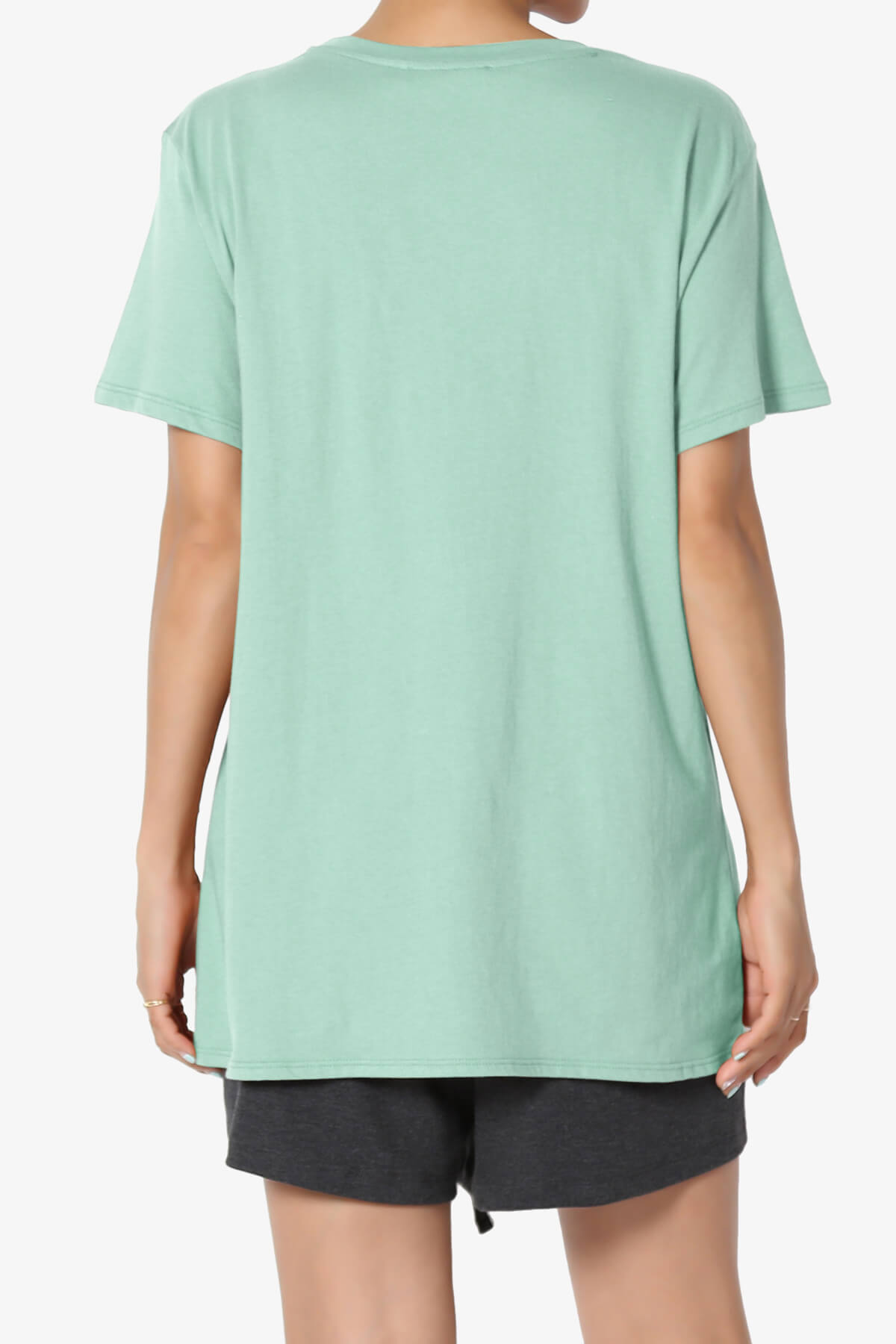 Mayra O Neck Cotton Boyfriend Tee DUSTY GREEN_2