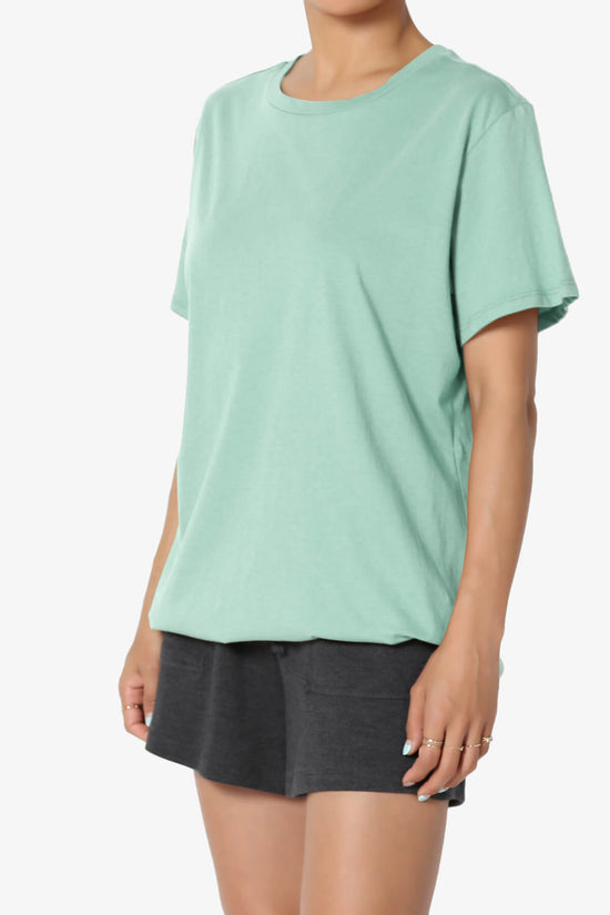 Mayra O Neck Cotton Boyfriend Tee DUSTY GREEN_3