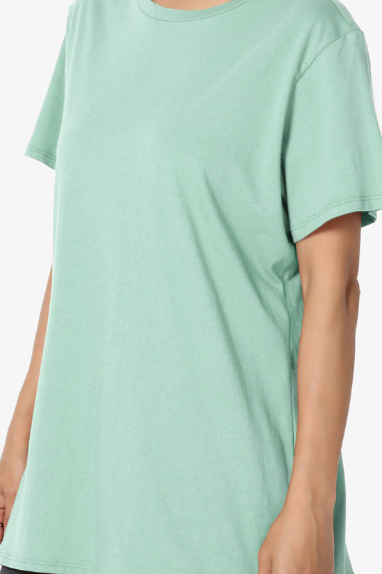 Mayra O Neck Cotton Boyfriend Tee DUSTY GREEN_5