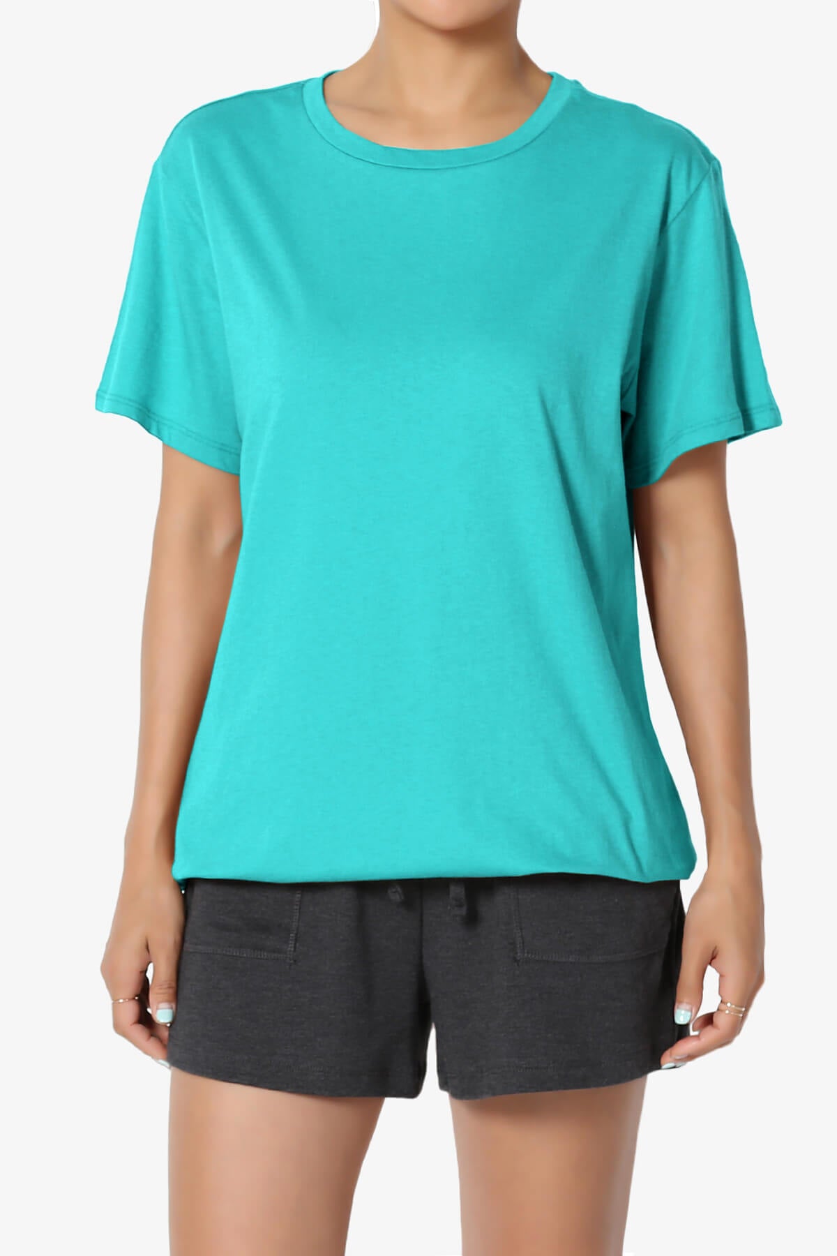 Load image into Gallery viewer, Mayra O Neck Cotton Boyfriend Tee ICE BLUE_1
