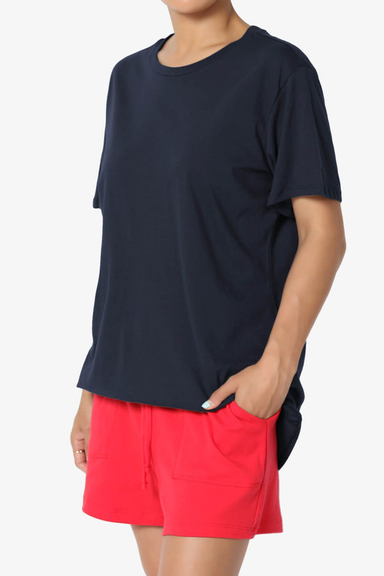 Load image into Gallery viewer, Mayra O Neck Cotton Boyfriend Tee NAVY_3
