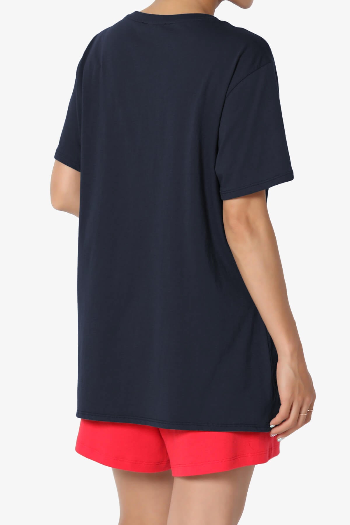 Load image into Gallery viewer, Mayra O Neck Cotton Boyfriend Tee NAVY_4
