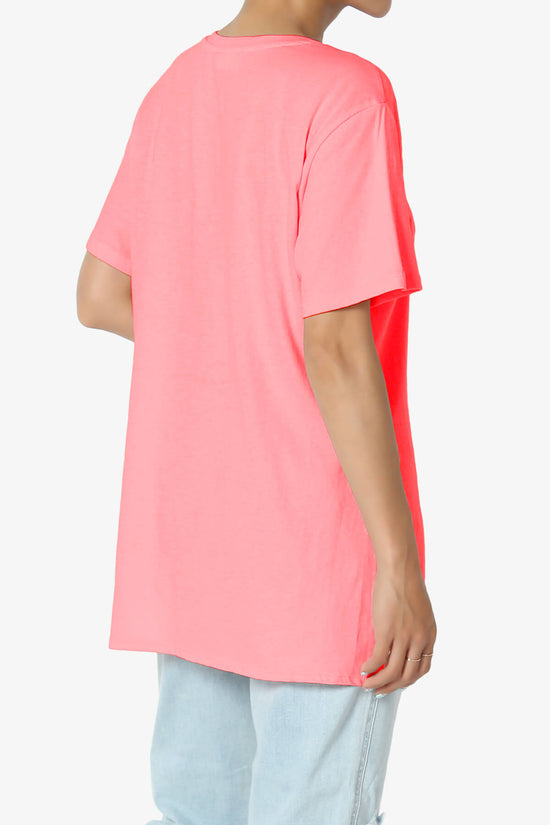 Load image into Gallery viewer, Mayra O Neck Cotton Boyfriend Tee NEON CORAL PINK_4

