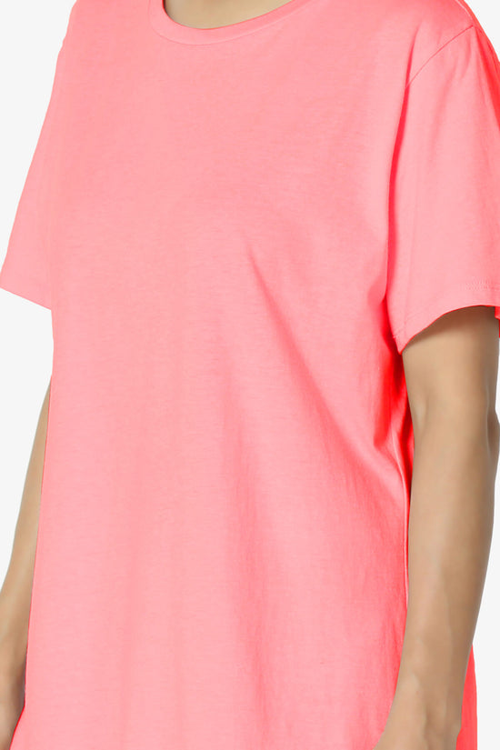 Mayra O Neck Cotton Boyfriend Tee NEON CORAL PINK_5