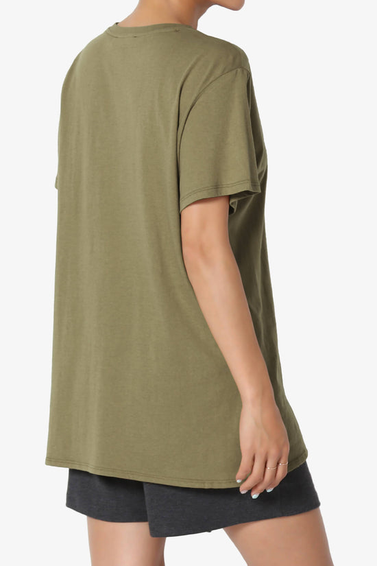 Load image into Gallery viewer, Mayra O Neck Cotton Boyfriend Tee OLIVE KHAKI_4
