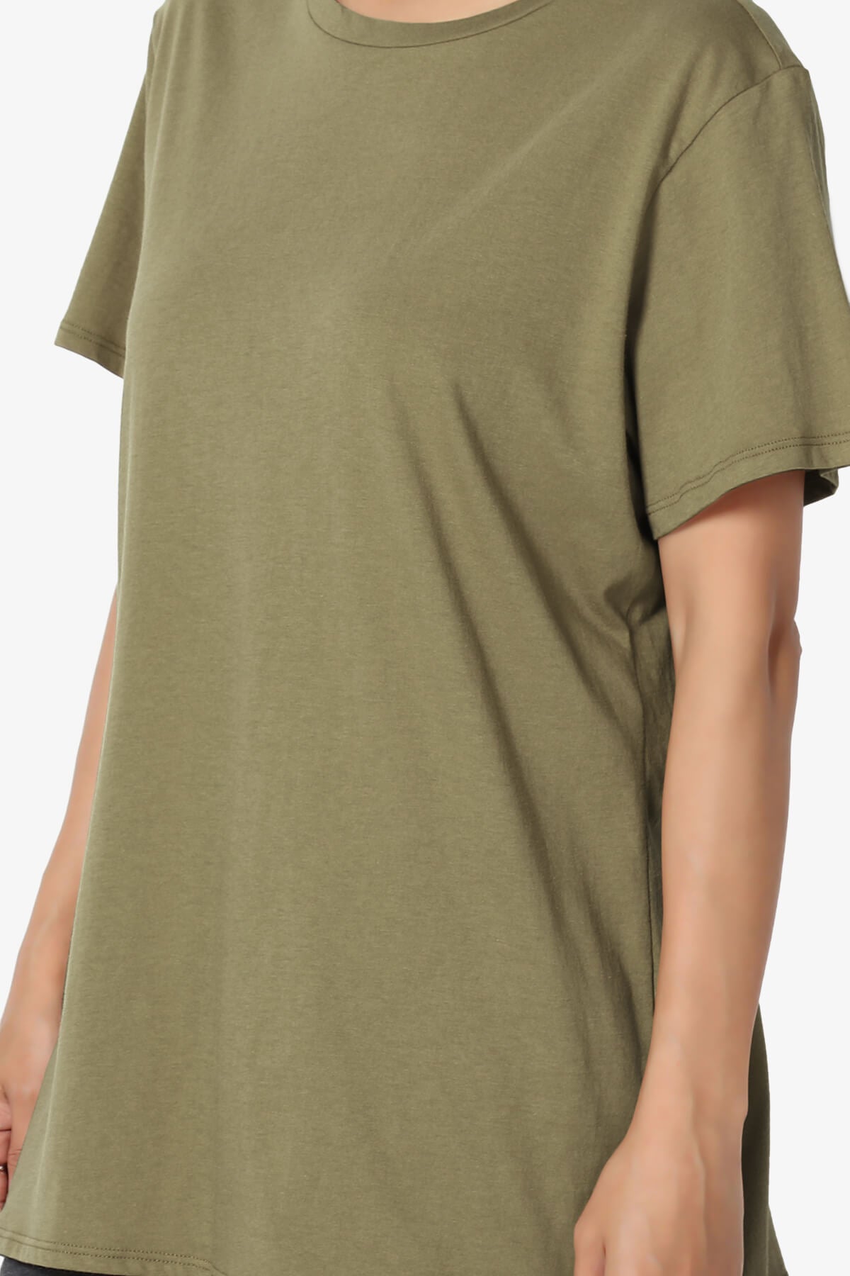 Mayra O Neck Cotton Boyfriend Tee OLIVE KHAKI_5