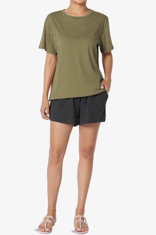 Load image into Gallery viewer, Mayra O Neck Cotton Boyfriend Tee OLIVE KHAKI_6
