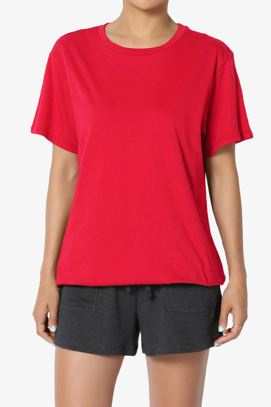 Mayra O Neck Cotton Boyfriend Tee RED_1