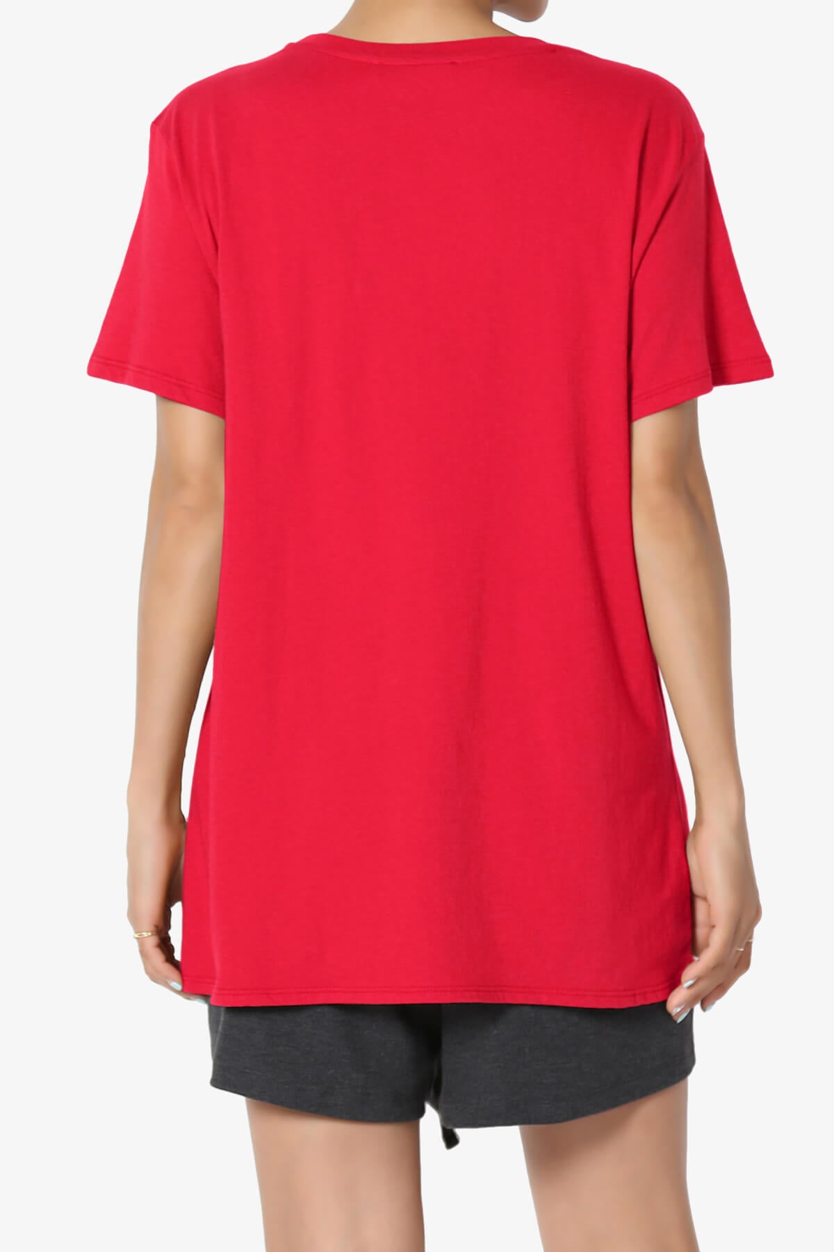 Load image into Gallery viewer, Mayra O Neck Cotton Boyfriend Tee RED_2
