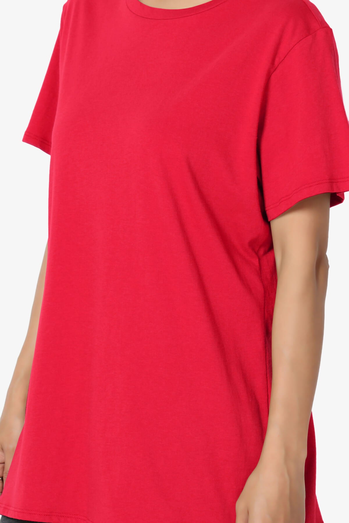 Mayra O Neck Cotton Boyfriend Tee RED_5