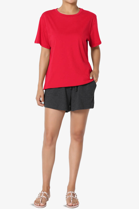 Mayra O Neck Cotton Boyfriend Tee RED_6