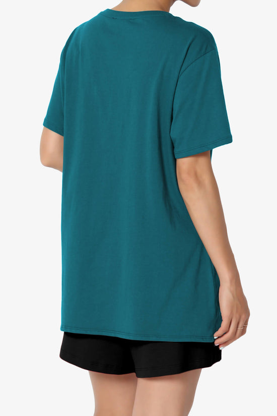 Load image into Gallery viewer, Mayra O Neck Cotton Boyfriend Tee TEAL_4
