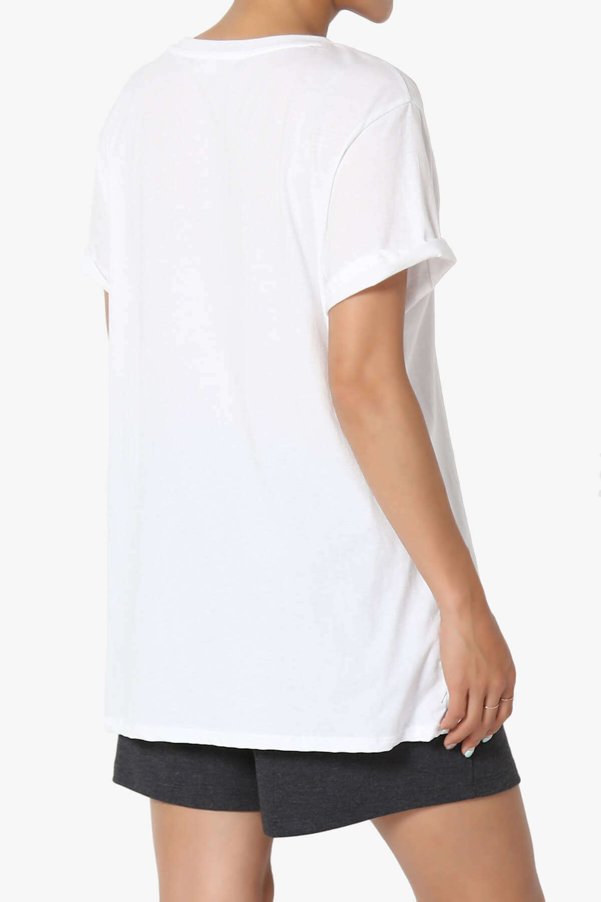Load image into Gallery viewer, Mayra O Neck Cotton Boyfriend Tee WHITE_4

