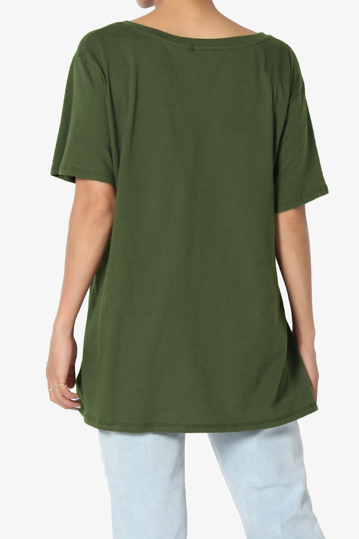 Load image into Gallery viewer, Mayra V-Neck Cotton Boyfriend Tee ARMY GREEN_2
