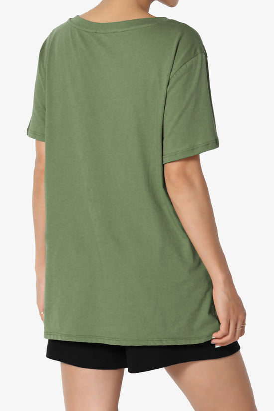 Load image into Gallery viewer, Mayra V-Neck Cotton Boyfriend Tee ASH OLIVE_4
