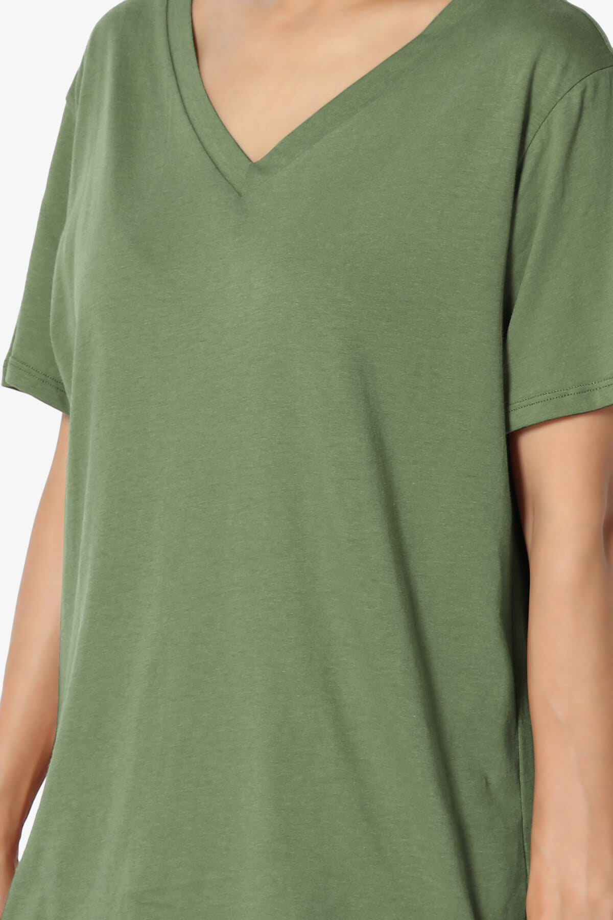 Load image into Gallery viewer, Mayra V-Neck Cotton Boyfriend Tee ASH OLIVE_5
