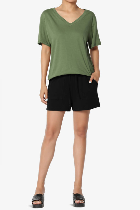 Load image into Gallery viewer, Mayra V-Neck Cotton Boyfriend Tee ASH OLIVE_6
