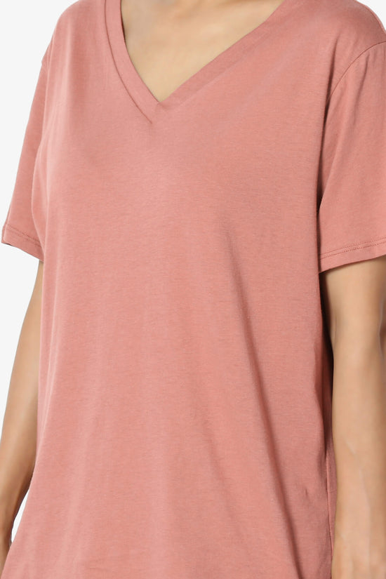 Load image into Gallery viewer, Mayra V-Neck Cotton Boyfriend Tee ASH ROSE_5
