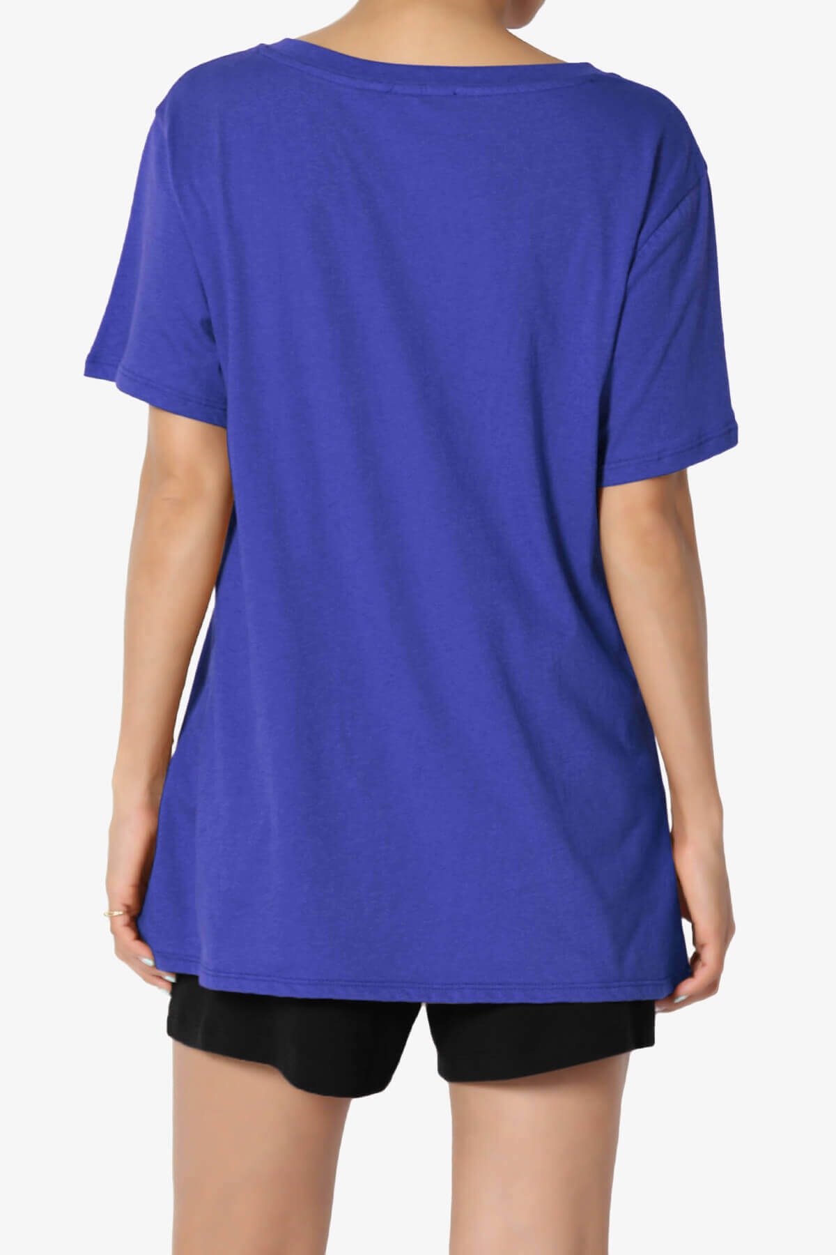 Mayra V-Neck Cotton Boyfriend Tee BRIGHT BLUE_2