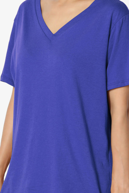 Mayra V-Neck Cotton Boyfriend Tee BRIGHT BLUE_5