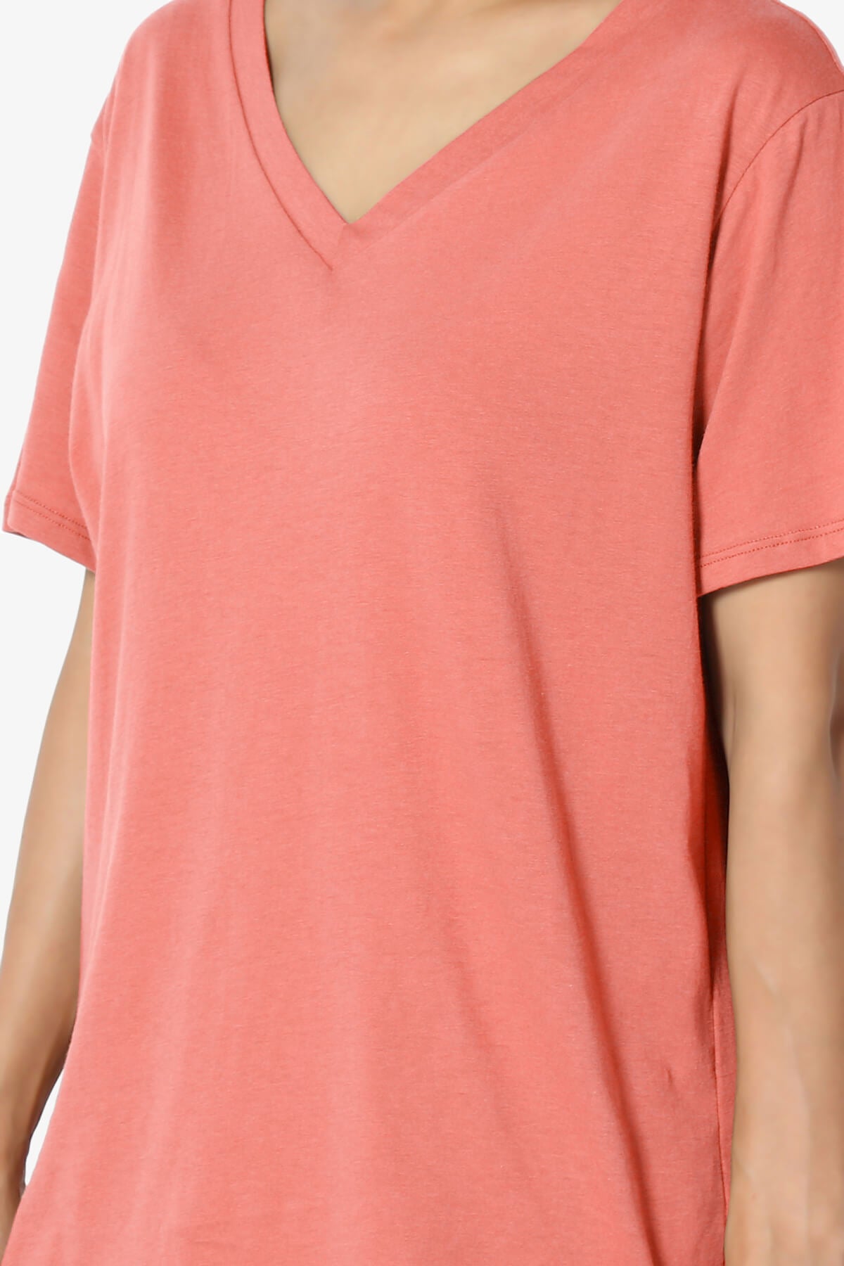 Load image into Gallery viewer, Mayra V-Neck Cotton Boyfriend Tee CORAL_5
