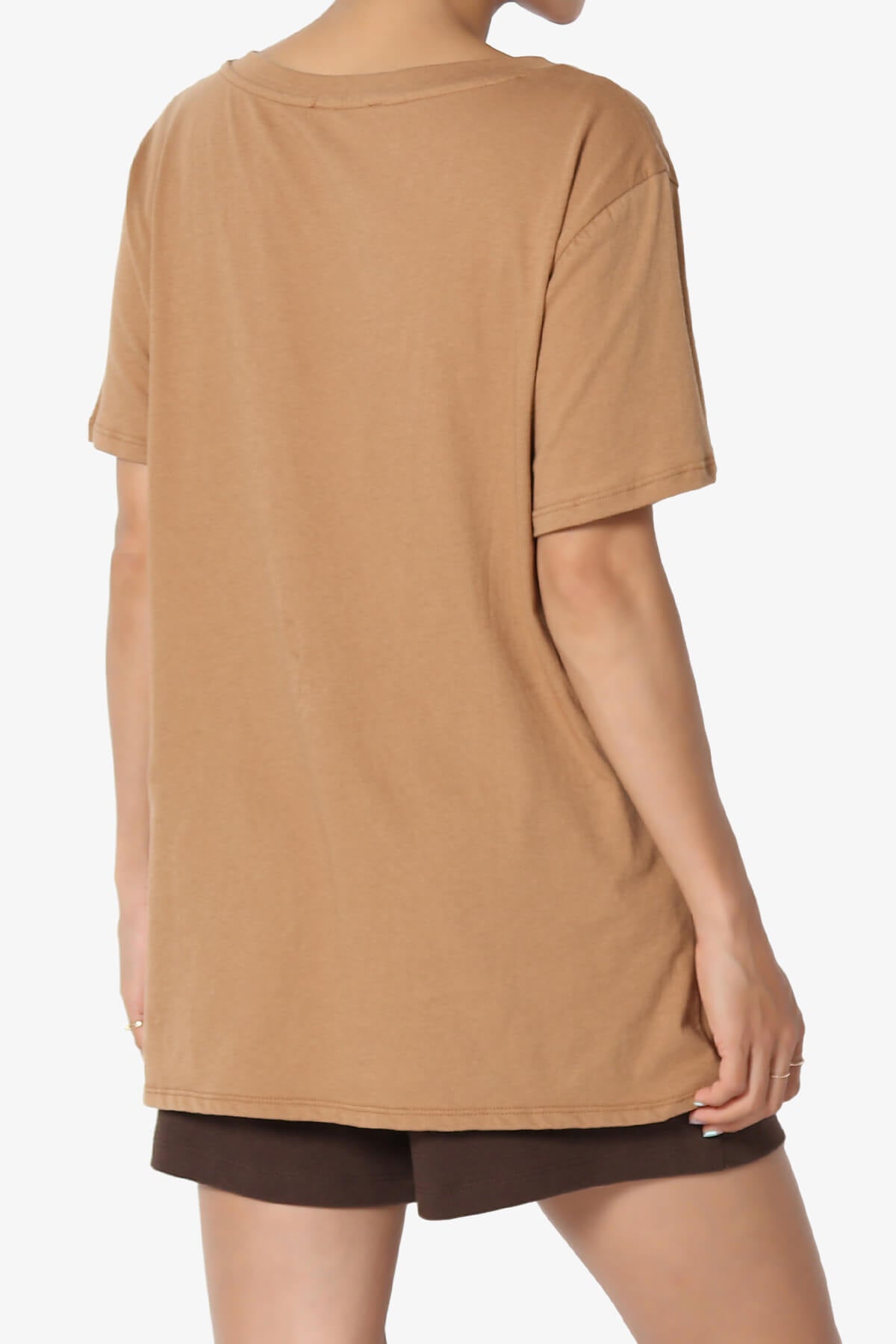 Load image into Gallery viewer, Mayra V-Neck Cotton Boyfriend Tee DEEP CAMEL_4
