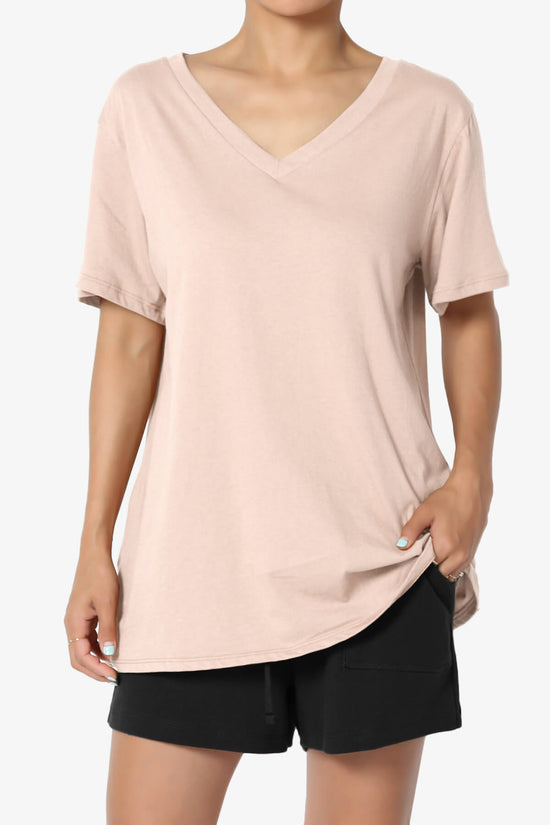 Load image into Gallery viewer, Mayra V-Neck Cotton Boyfriend Tee DUSTY BLUSH_1
