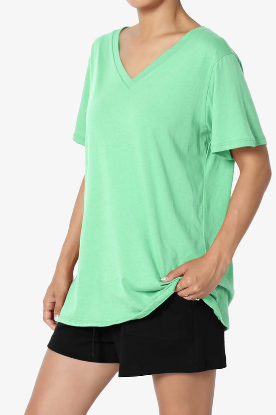Load image into Gallery viewer, Mayra V-Neck Cotton Boyfriend Tee GREEN MINT_3
