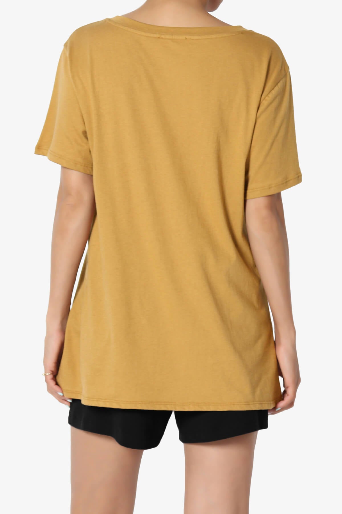 Mayra V-Neck Cotton Boyfriend Tee LIGHT MUSTARD_2