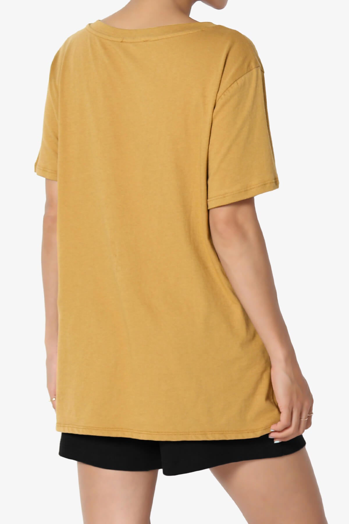 Mayra V-Neck Cotton Boyfriend Tee LIGHT MUSTARD_4