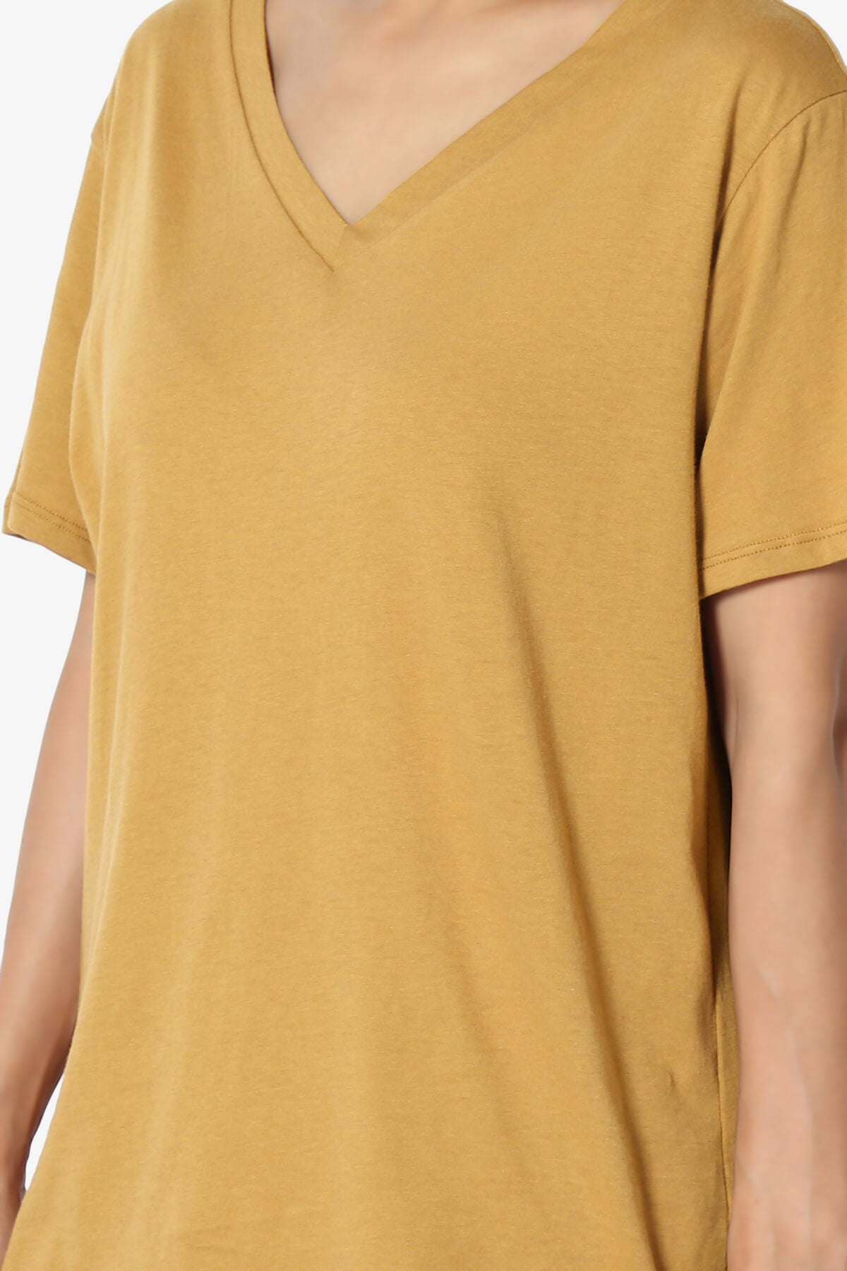 Mayra V-Neck Cotton Boyfriend Tee LIGHT MUSTARD_5