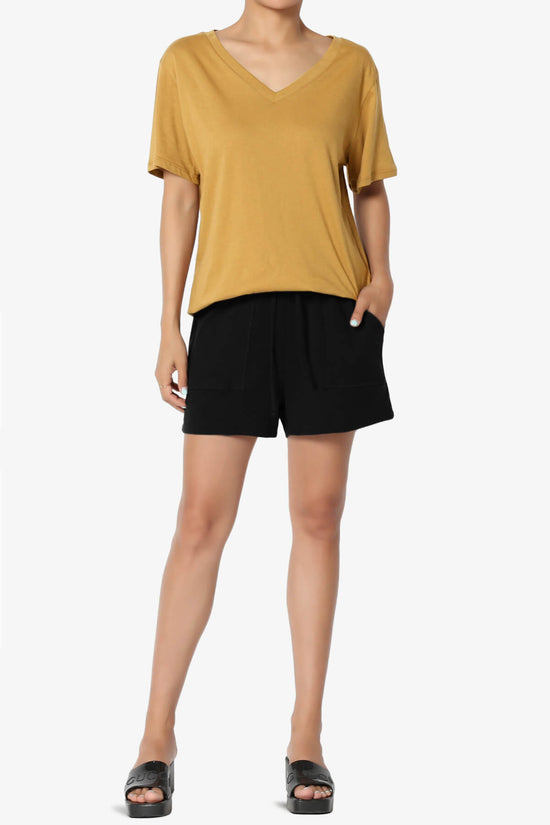 Mayra V-Neck Cotton Boyfriend Tee LIGHT MUSTARD_6