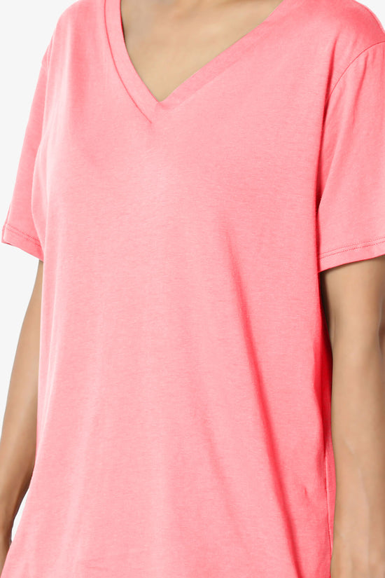 Load image into Gallery viewer, Mayra V-Neck Cotton Boyfriend Tee NEON CORAL PINK_5
