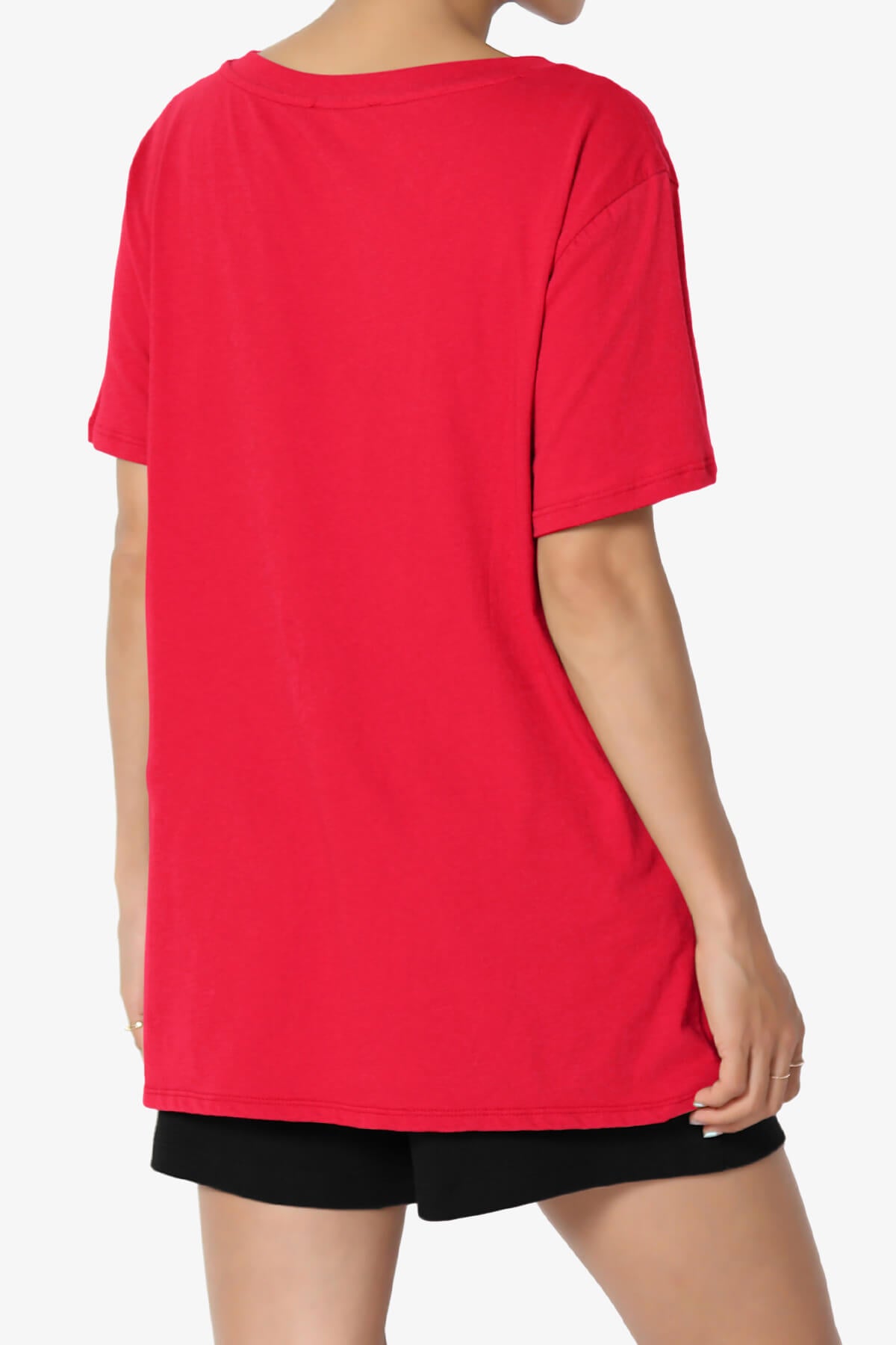 Load image into Gallery viewer, Mayra V-Neck Cotton Boyfriend Tee RED_4
