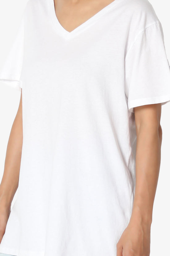 Load image into Gallery viewer, Mayra V-Neck Cotton Boyfriend Tee WHITE_5
