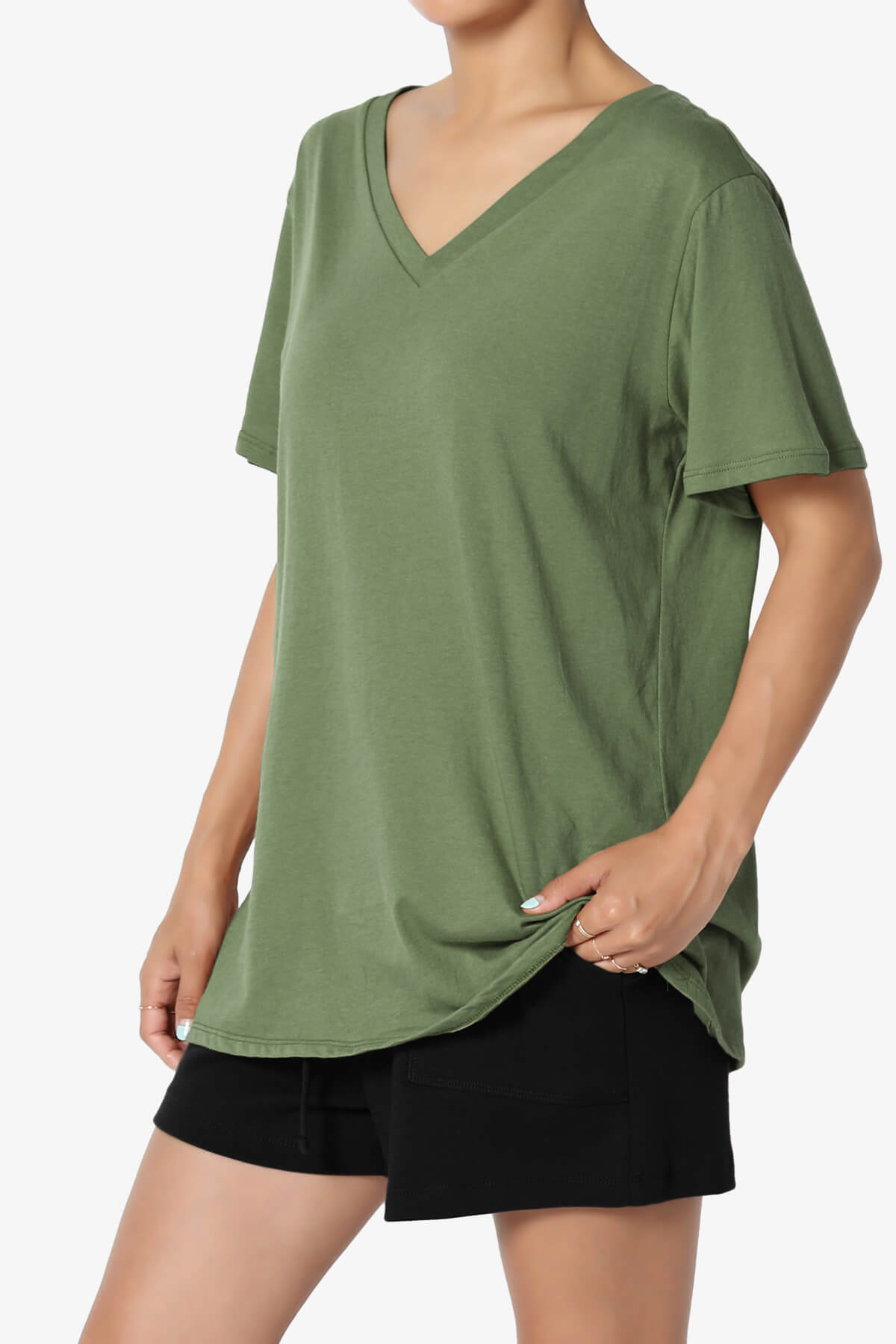 Mayra V-Neck Cotton Boyfriend Tee