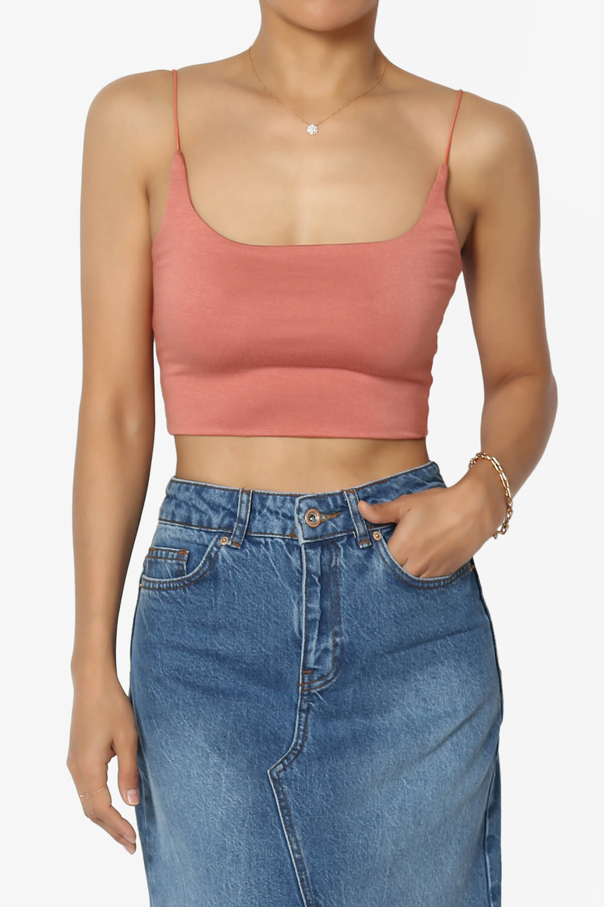 Pink Ribbed Double Strap Crop Bralette