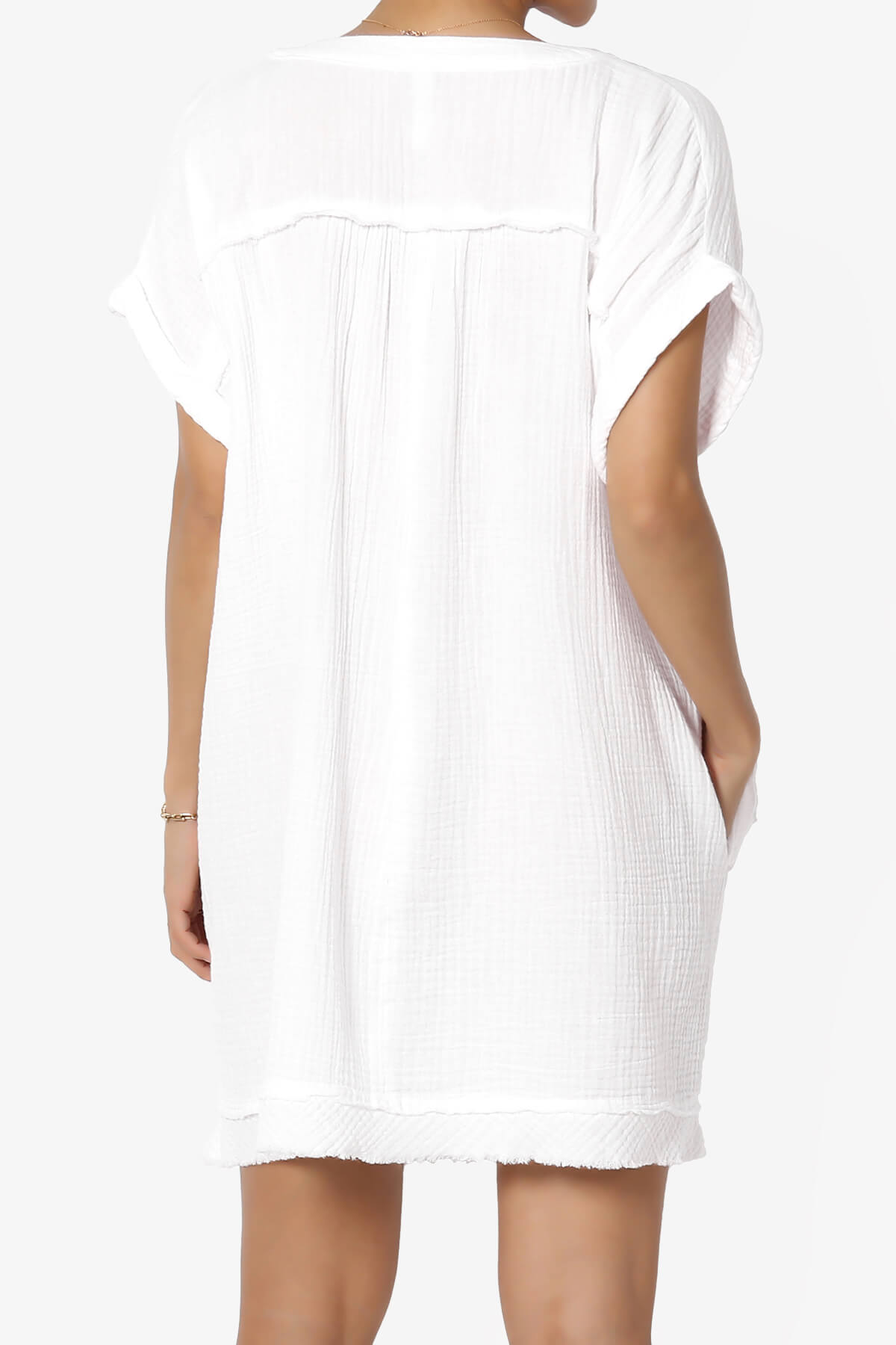 Milly Gauze V-Neck Babydoll Shift Mini Dress WHITE_2