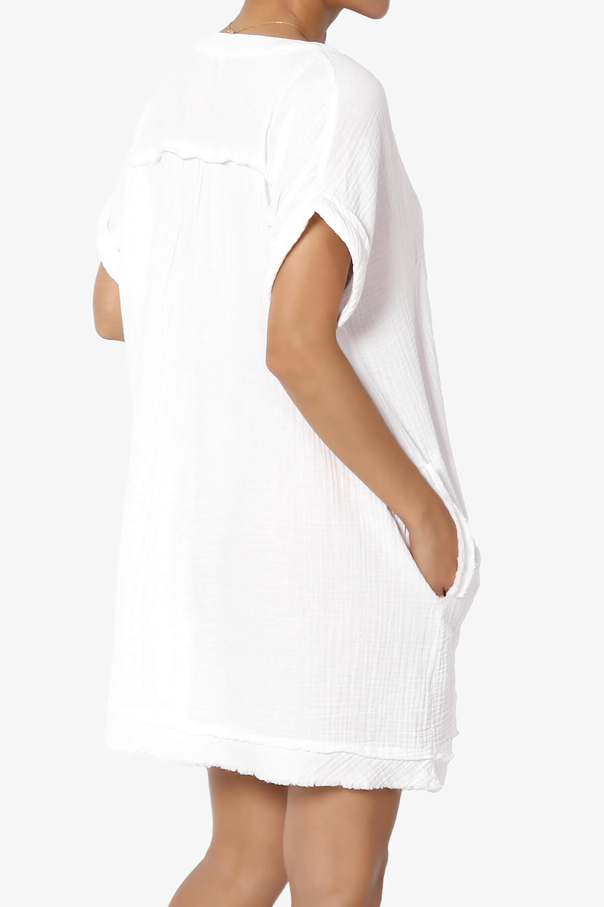 Milly Gauze V-Neck Babydoll Shift Mini Dress WHITE_4