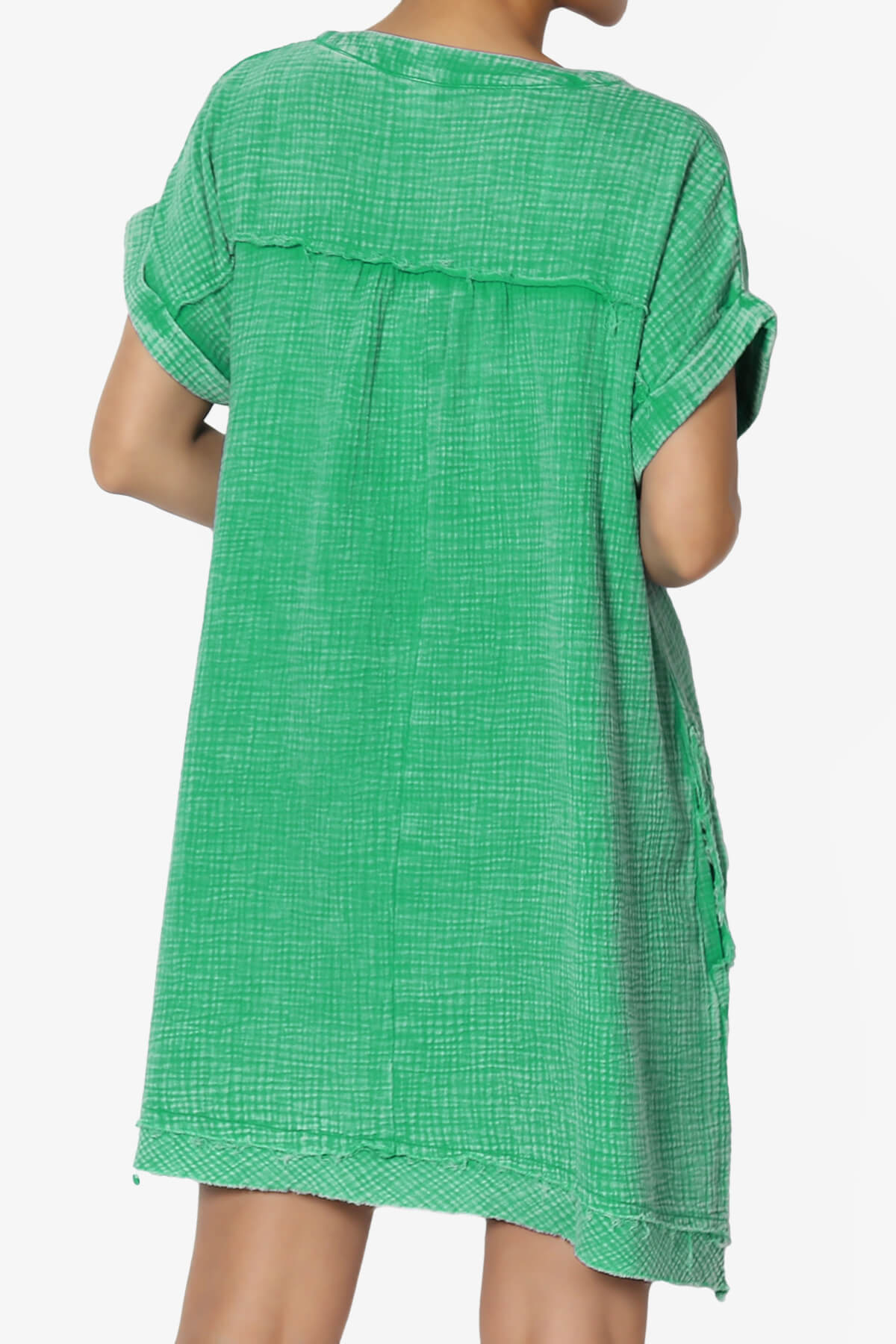 Milly Washed Gauze Babydoll Shift Mini Dress KELLY GREEN_2