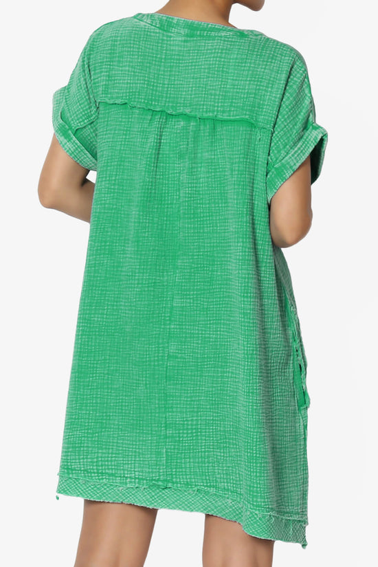 Milly Washed Gauze Babydoll Shift Mini Dress KELLY GREEN_2