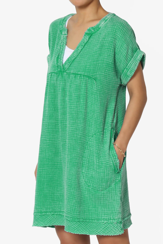 Milly Washed Gauze Babydoll Shift Mini Dress KELLY GREEN_3