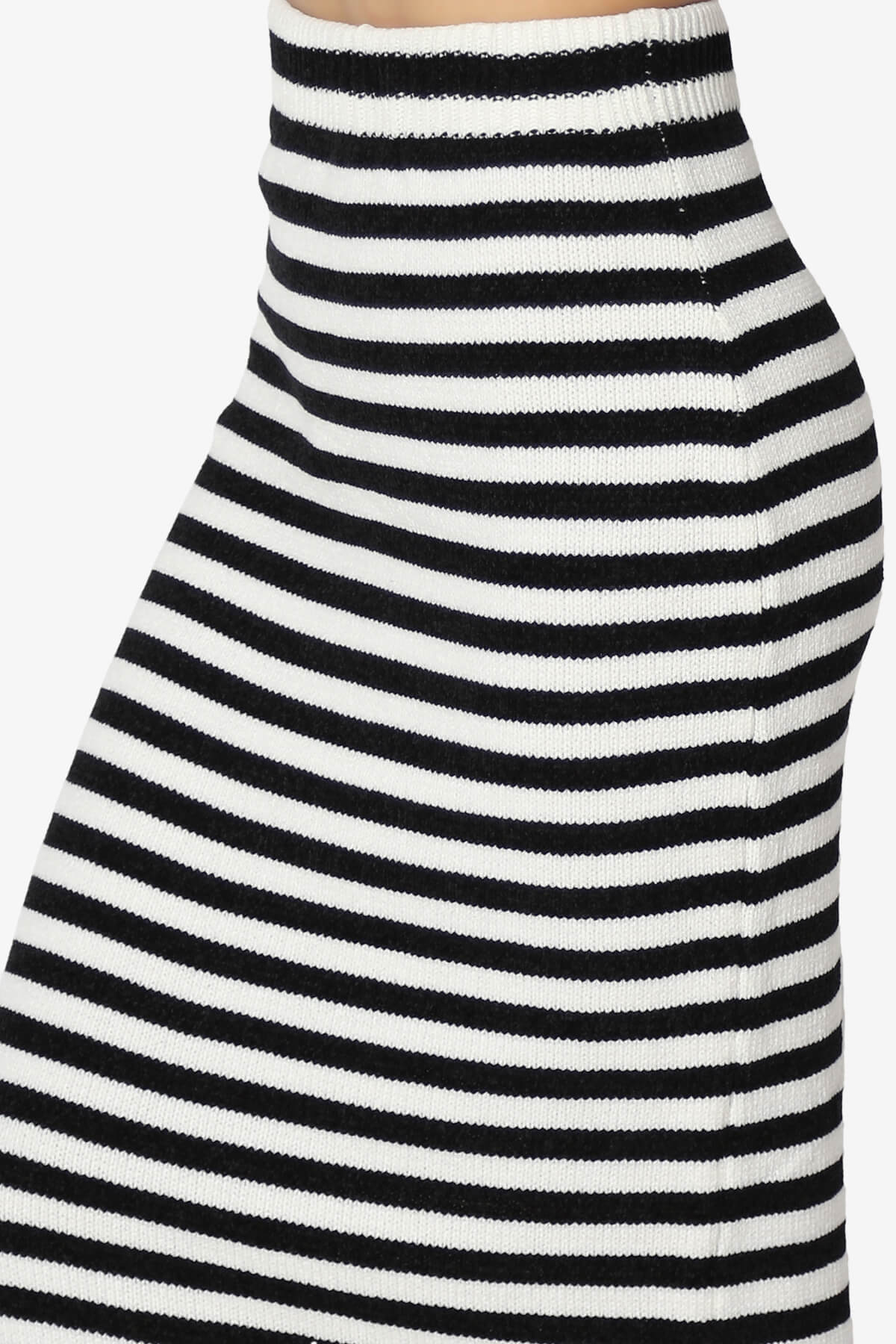 Mona Striped Thick Knit Sweater Long Skirt BLACK AND WHITE_5