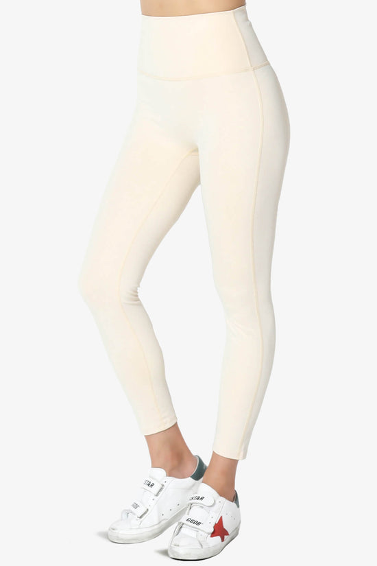 ENERBLOOM Cream Leggings for Women High Waisted Yoga Tights Tummy Control  Soft Workout Athletic 7/8 Length Pants with Inner Pocket Small, Ginger  Yellow, S : Buy Online at Best Price in KSA 