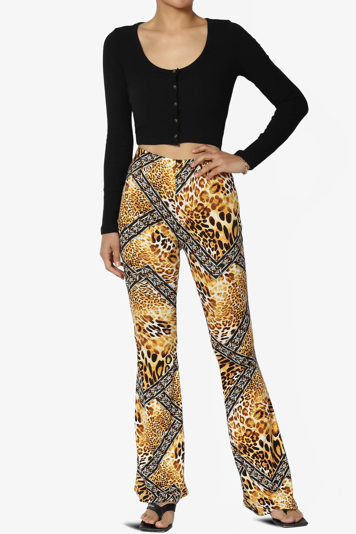 Mumu Cheetah Jersey Flare Pants ANIMAL_6
